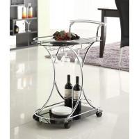 Coaster Furniture 910001 2-shelve Serving Cart Chrome and Black